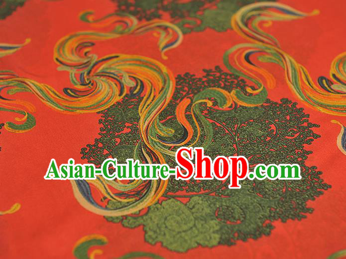 Chinese Cheongsam Red Gambiered Guangdong Gauze Traditional Satin Fabric Classical Pattern Silk Material