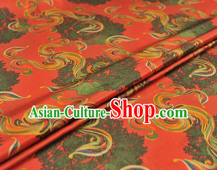 Chinese Cheongsam Red Gambiered Guangdong Gauze Traditional Satin Fabric Classical Pattern Silk Material