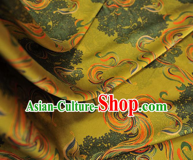 Chinese Classical Pattern Silk Material Cheongsam Green Gambiered Guangdong Gauze Traditional Satin Fabric
