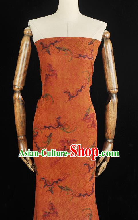 Chinese Cheongsam Ginger Gambiered Guangdong Gauze Classical Clouds Pattern Silk Material Traditional Jacquard Fabric