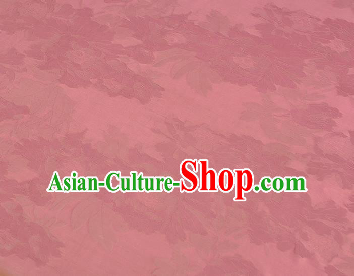 Chinese Cheongsam Traditional Jacquard Silk Fabric Pink Gambiered Guangdong Gauze Classical Peony Pattern Satin Material