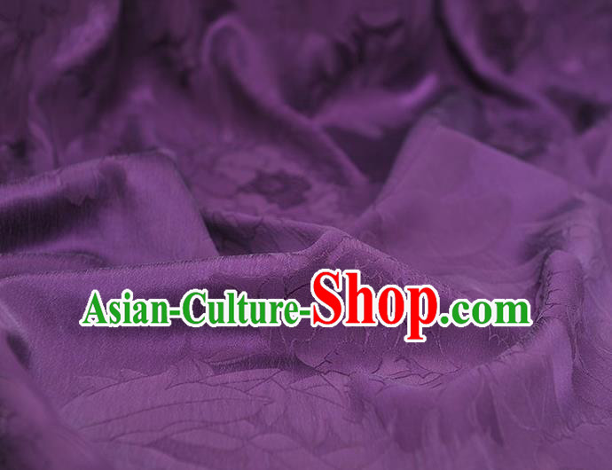 Purple Gambiered Guangdong Gauze Traditional Classical Peony Pattern Satin Material Chinese Cheongsam Jacquard Silk Fabric