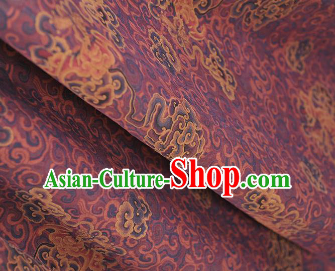 Chinese Traditional Silk Fabric Cheongsam Purple Gambiered Guangdong Gauze Classical Cloud Bat Pattern Silk Material