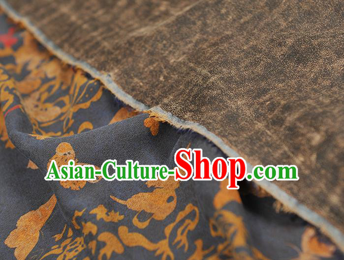 Chinese Traditional Butterfly Pattern Silk Fabric Cheongsam Material Navy Gambiered Guangdong Gauze