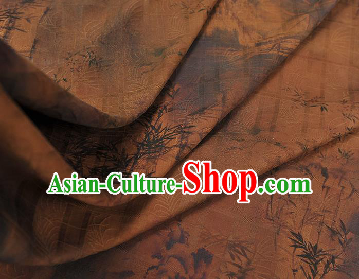 Chinese Cheongsam Material Traditional Bamboo Pattern Silk Fabric Brown Gambiered Guangdong Gauze
