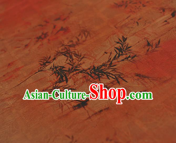 Chinese Orange Gambiered Guangdong Gauze Cheongsam Material Traditional Bamboo Pattern Silk Fabric