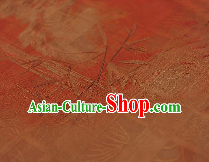 Chinese Orange Gambiered Guangdong Gauze Cheongsam Material Traditional Bamboo Pattern Silk Fabric