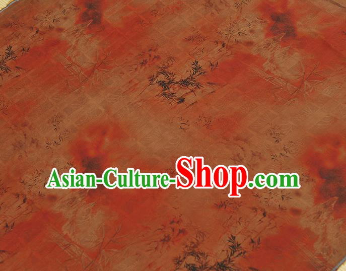 Chinese Orange Gambiered Guangdong Gauze Cheongsam Material Traditional Bamboo Pattern Silk Fabric