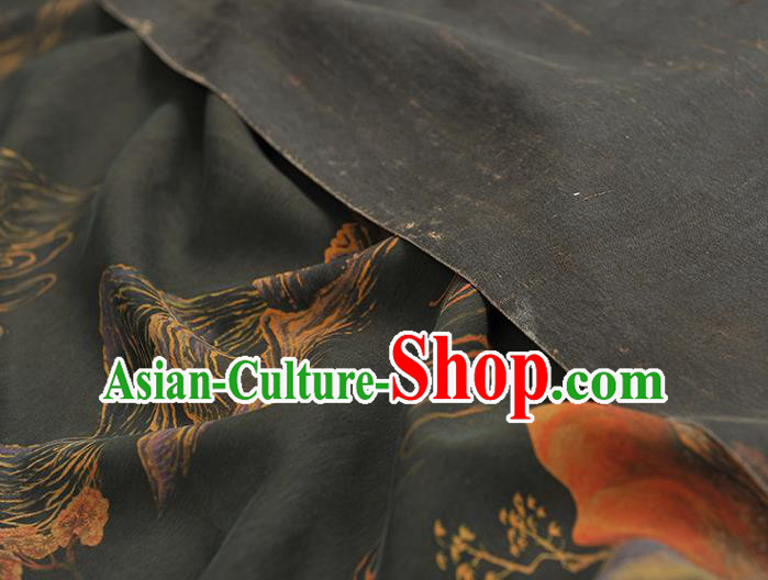 Top Silk Material Chinese Traditional Landscape Pattern Fabric Classical Cheongsam Black Gambiered Guangdong Gauze