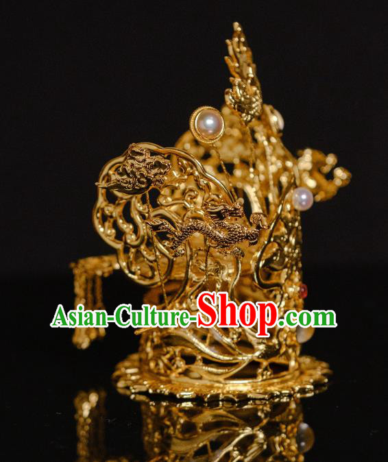 China Traditional Gilding Hair Crown Hair Accessories Ancient Hanfu Hair Jewelry Ming Dynasty Female Swordsman Hairpin