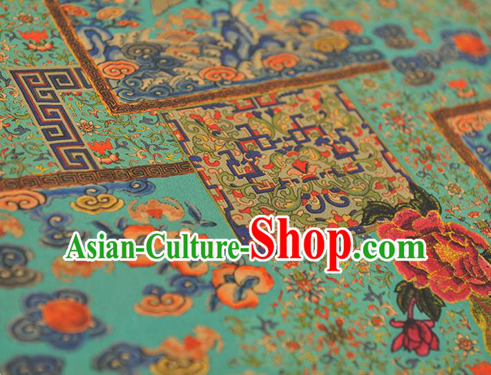 Top Chinese Traditional Satin Fabric Royal Pattern Green Silk Material Classical Cheongsam Gambiered Guangdong Gauze