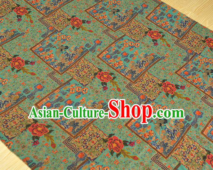 Top Chinese Traditional Satin Fabric Royal Pattern Green Silk Material Classical Cheongsam Gambiered Guangdong Gauze