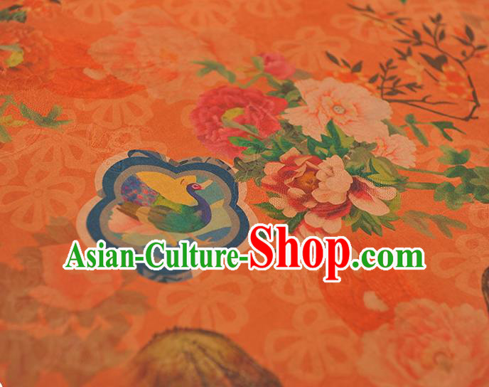 Chinese Traditional Cloth Fabric Classical Flowers Pattern Red Silk Material Top Cheongsam Gambiered Guangdong Gauze