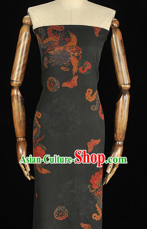 Chinese Classical Phoenix Pattern Silk Material Traditional Cheongsam Gambiered Guangdong Gauze