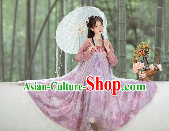 Traditional China Tang Dynasty Princess Historical Clothing Ancient Noble Lady Lalac Hanfu Dress
