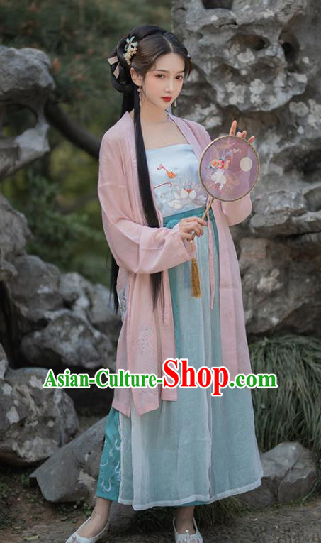 China Ancient Hanfu Dress Traditional Song Dynasty Young Beauty Historical Clothing