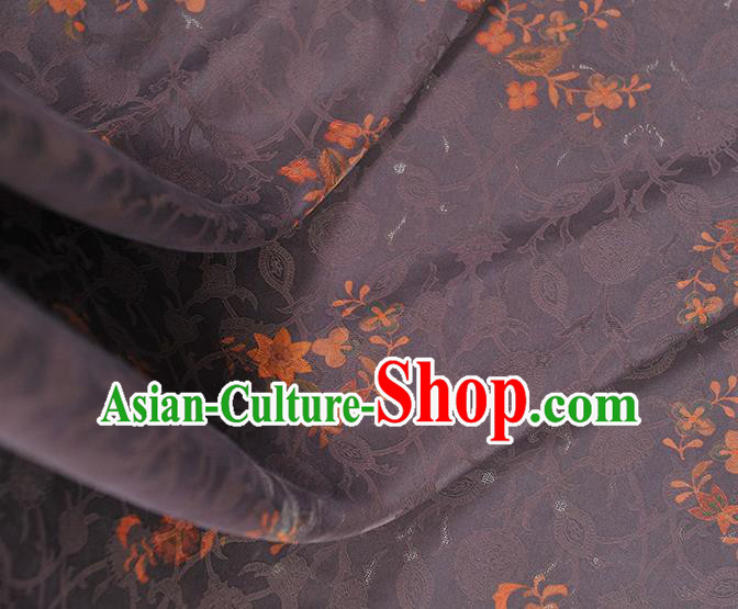 Chinese Traditional Purple Gambiered Guangdong Gauze Cheongsam Cloth Material Classical Flowers Pattern Silk Fabric