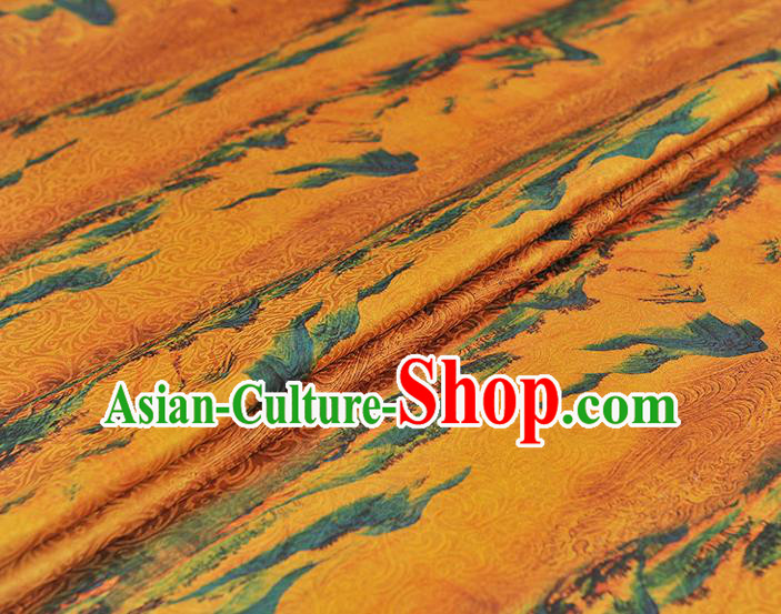 Chinese Cheongsam Ginger Cloth Material Traditional Silk Fabric Classical Vast Land Pattern Gambiered Guangdong Gauze