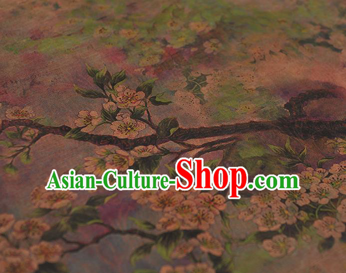 Chinese Classical Plum Blossom Pattern Gambiered Guangdong Gauze Cheongsam Cloth Material Traditional Purple Silk Fabric