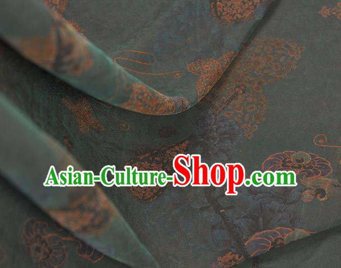 Top Craquelure Gambiered Guangdong Gauze Chinese Traditional Cheongsam Lute Pattern Navy Silk Fabric