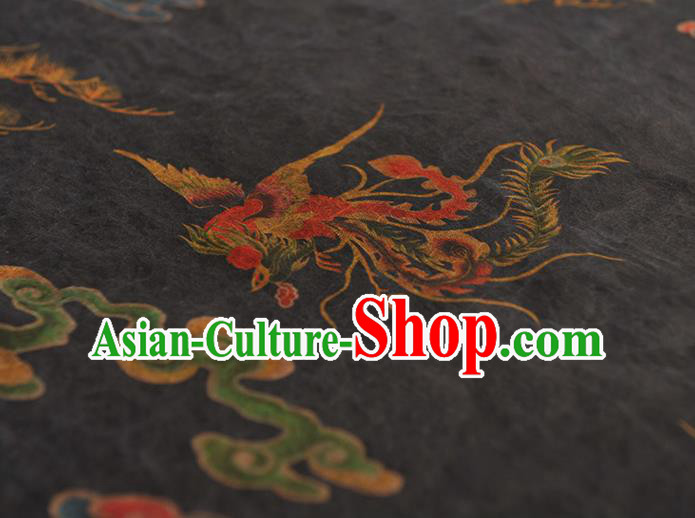 Top Cheongsam Black Gambiered Guangdong Gauze Fabric Chinese Traditional Dragon Phoenix Pattern Silk Drapery