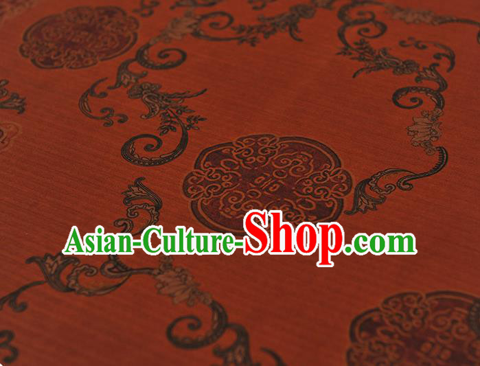 Top Grade Gambiered Guangdong Gauze Fabric Chinese Cheongsam Traditional Palace Wall Pattern Orange Silk Drapery