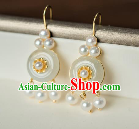 China Traditional Qing Dynasty Jade Earrings Ancient Imperial Concubine Ear Jewelry Accessories