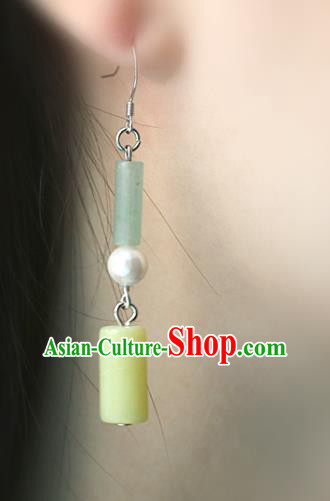 Handmade Traditional Aventurine Ear Accessories Chinese National Earrings Hanfu Jewelry