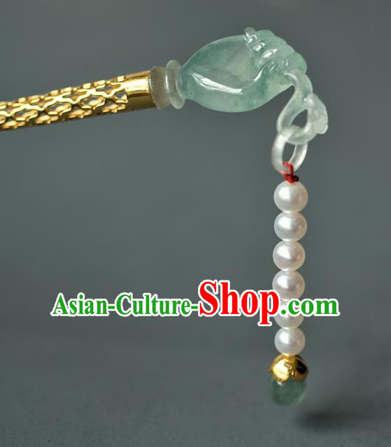 China Ming Dynasty Jade Buddha Hand Hairpin Traditional Ancient Court Woman Hair Accessories Hanfu Hair Stick
