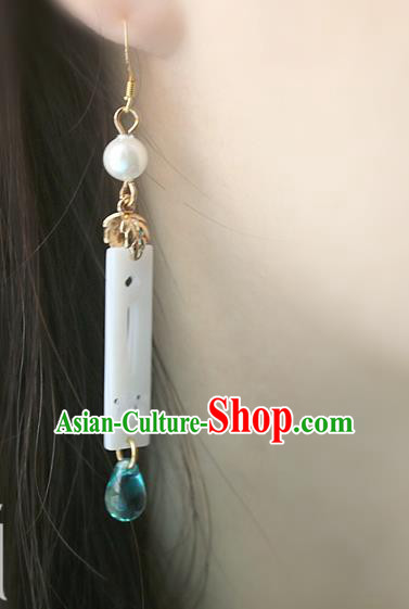 Handmade Traditional Ear Accessories Chinese Hanfu Jewelry National White Shell Earrings