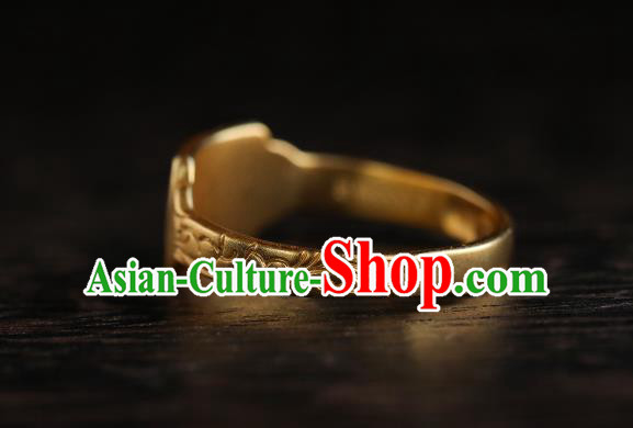 China Ming Dynasty Golden Ring Ancient Princess Finger Ring for Women