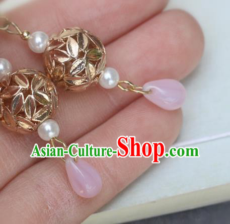 Handmade Traditional Classical Ear Accessories Chinese National Golden Bamboo Leaf Earrings
