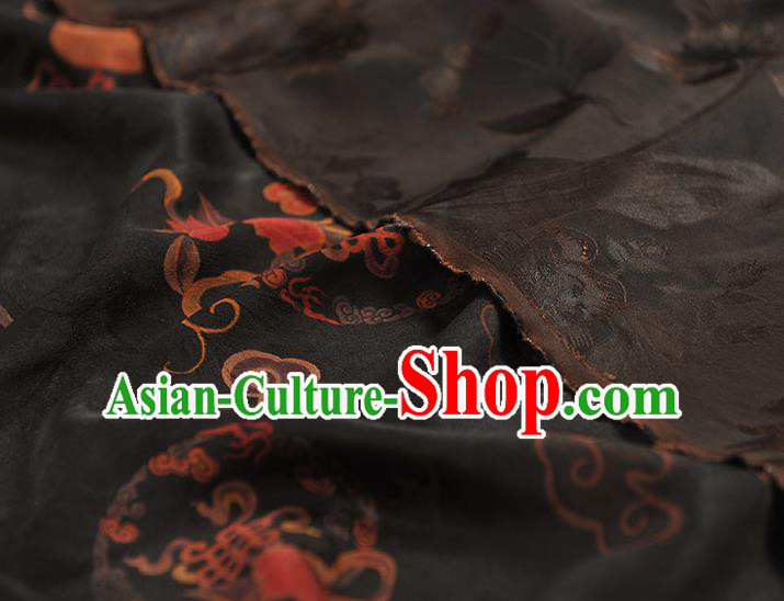 Top Grade Gambiered Guangdong Gauze Chinese Traditional Royal Pattern Silk Drapery Cheongsam Jacquard Black Satin Fabric