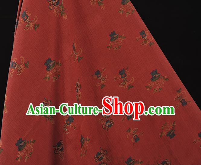 Top Grade Red Gambiered Guangdong Gauze Chinese Traditional Flowers Pattern Silk Drapery Cheongsam Fabric