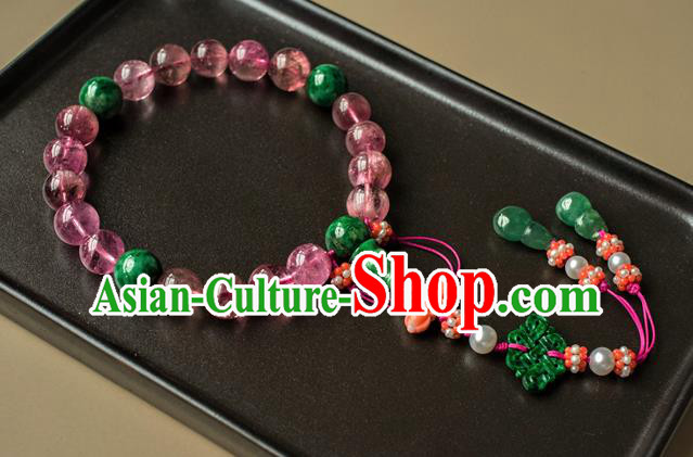 Chinese Traditional Qing Dynasty Court Jewelry Ancient Imperial Concubine Pink Tourmaline Bracelet Accessories