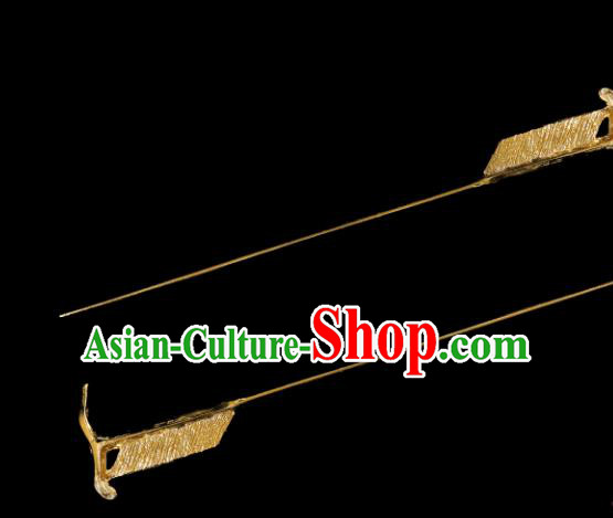 China Traditional Hanfu Hair Accessories Handmade Ancient Empress Hairpin Jin Dynasty Golden Dagger Axe Hair Stick for Women