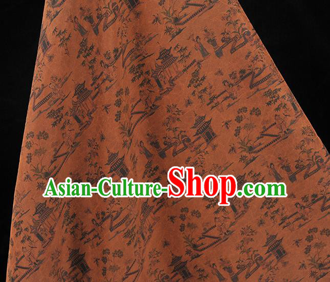 Top Grade Craquelure Fabric Chinese Traditional Character Pattern Silk Drapery Cheongsam Brown Gambiered Guangdong Gauze