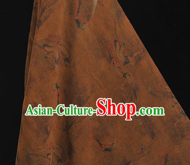 Top Grade Brown Crepe Chinese Traditional Flying Apsaras Pattern Silk Drapery Cheongsam Gambiered Guangdong Gauze Fabric