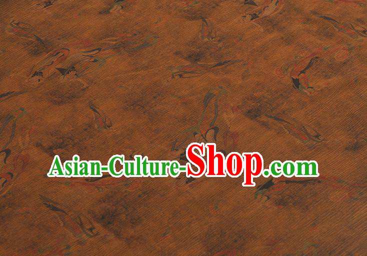 Top Grade Brown Crepe Chinese Traditional Flying Apsaras Pattern Silk Drapery Cheongsam Gambiered Guangdong Gauze Fabric