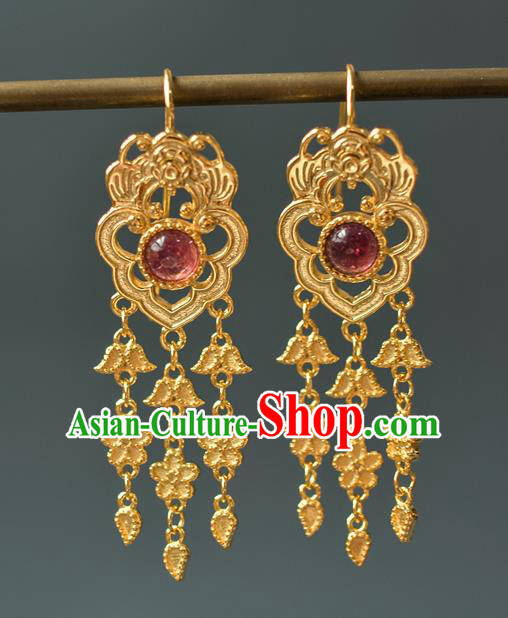 China Ancient Gilding Bat Ear Jewelry Accessories Traditional Qing Dynasty Princess Earrings
