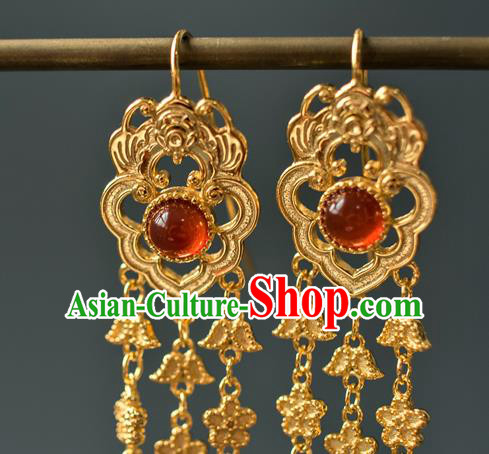 China Ancient Gilding Bat Ear Jewelry Accessories Traditional Qing Dynasty Princess Earrings