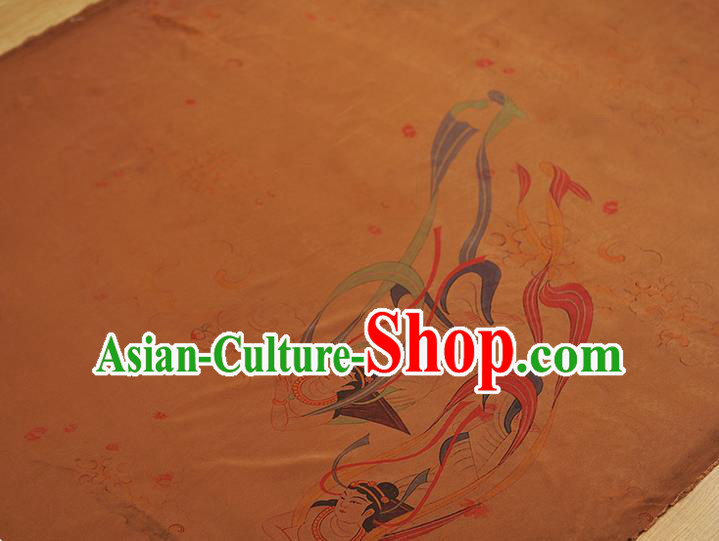 China Classical Cheongsam Gambiered Guangdong Gauze Cloth Traditional Flying Apsaras Pattern Silk Fabric