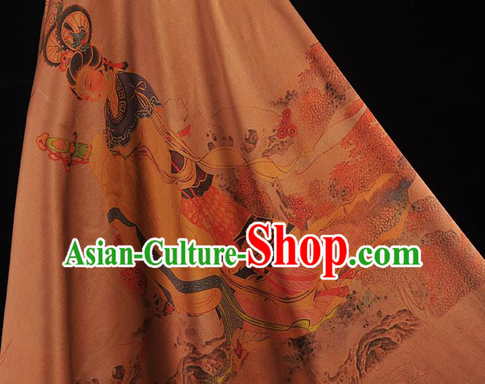 China Traditional Goddess Pattern Silk Fabric Classical Gambiered Guangdong Gauze Cheongsam Cloth