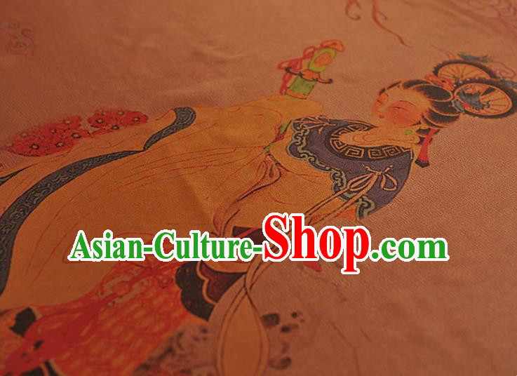 China Traditional Goddess Pattern Silk Fabric Classical Gambiered Guangdong Gauze Cheongsam Cloth