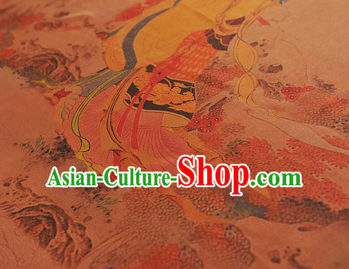 China Traditional Goddess Pattern Silk Fabric Classical Gambiered Guangdong Gauze Cheongsam Cloth