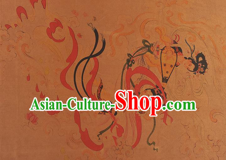 China Classical Gambiered Guangdong Gauze Cheongsam Cloth Traditional Lute Goddess Pattern Silk Fabric