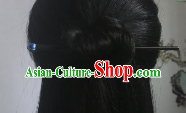 China Classical Enamel Lotus Hairpin Handmade Cheongsam Ebony Hair Stick Hair Accessories for Women