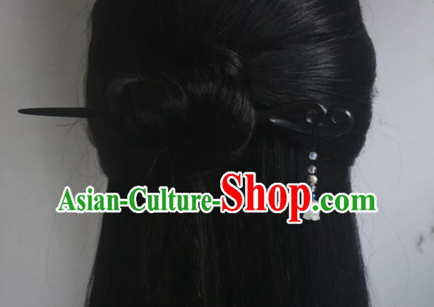 China Classical Wood Hairpin Handmade Cheongsam Convallaria Tassel Hair Accessories Ebony Hair Stick for Women