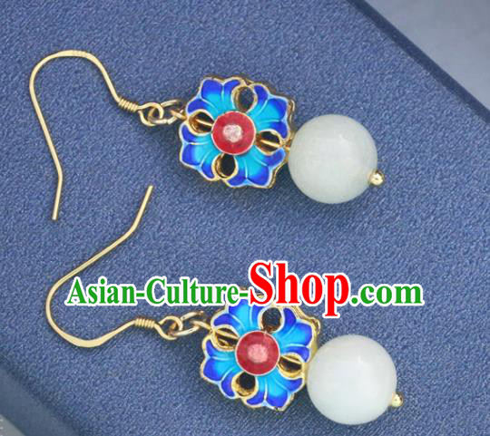 Handmade Chinese National Enamel Ear Accessories Traditional Blueing Earrings