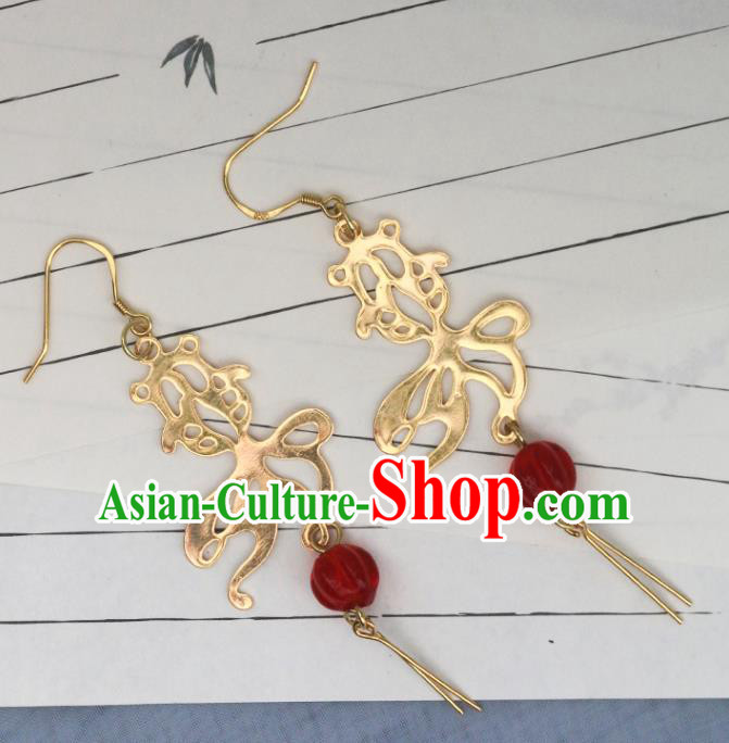Handmade Chinese Traditional Hanfu Earrings National Goldfish Ear Accessories